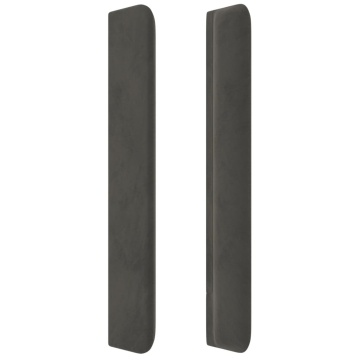 Tăblie de pat cu aripioare gri închis 203x16x118/128 cm catifea - Img 4