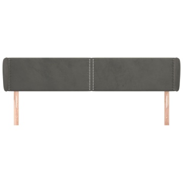 Tăblie de pat cu aripioare gri închis 203x23x78/88 cm catifea - Img 3