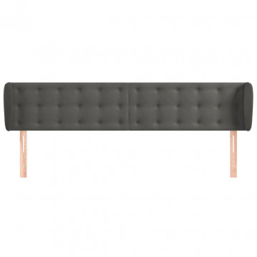 Tăblie de pat cu aripioare gri închis 203x23x78/88 cm catifea - Img 3