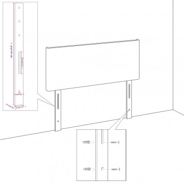 Tăblie de pat cu aripioare gri închis 83x16x118/128 cm catifea - Img 6