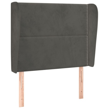 Tăblie de pat cu aripioare gri închis 93x23x118/128 cm catifea - Img 2