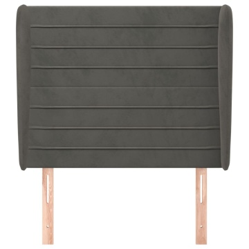 Tăblie de pat cu aripioare gri închis 93x23x118/128 cm catifea - Img 3
