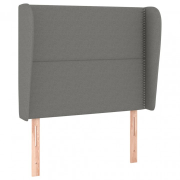 Tăblie de pat cu aripioare gri închis 93x23x118/128 cm textil - Img 2