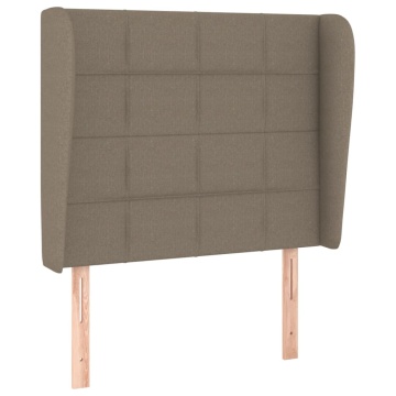Tăblie de pat cu aripioare gri taupe 103x23x118/128 cm textil - Img 2