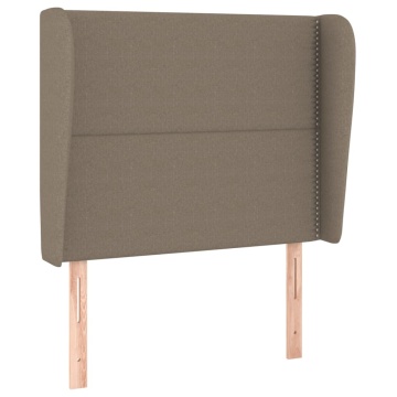 Tăblie de pat cu aripioare gri taupe 93x23x118/128 cm textil - Img 2