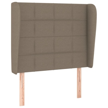 Tăblie de pat cu aripioare gri taupe 93x23x118/128 cm textil - Img 2
