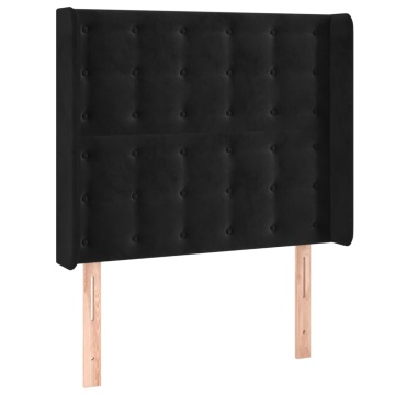 Tăblie de pat cu aripioare, negru, 103x16x118/128 cm, catifea - Img 2