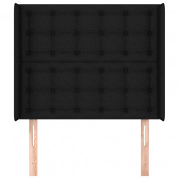 Tăblie de pat cu aripioare, negru, 103x16x118/128 cm, textil - Img 3
