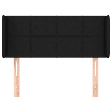 Tăblie de pat cu aripioare negru 103x16x78/88 cm textil - Img 3