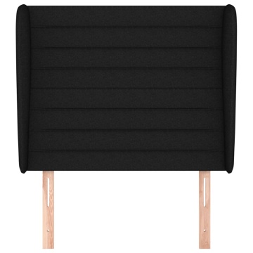 Tăblie de pat cu aripioare, negru, 103x23x118/128 cm, textil - Img 3