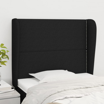 Tăblie de pat cu aripioare, negru, 103x23x118/128 cm, textil - Img 1