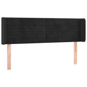 Tăblie de pat cu aripioare negru 147x16x78/88 cm catifea - Img 2
