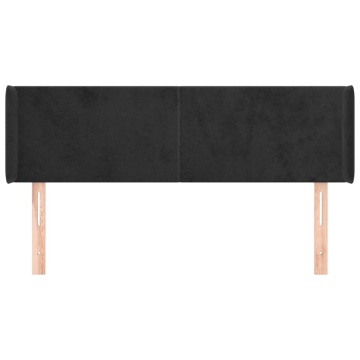 Tăblie de pat cu aripioare negru 147x16x78/88 cm catifea - Img 3
