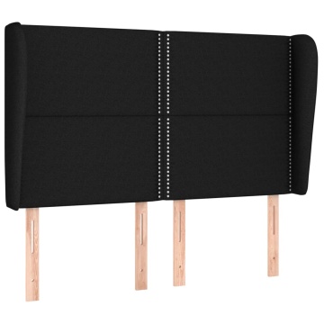 Tăblie de pat cu aripioare, negru, 147x23x118/128 cm, textil - Img 2