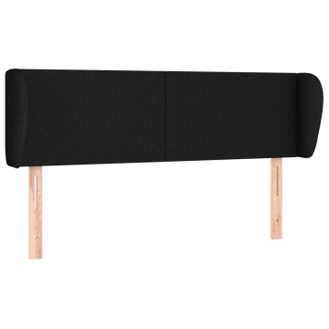 Tăblie de pat cu aripioare negru 147x23x78/88 cm textil - Img 2
