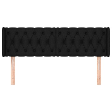 Tăblie de pat cu aripioare negru 163x16x78/88 cm textil - Img 3