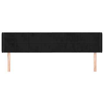 Tăblie de pat cu aripioare negru 183x16x78/88 cm catifea - Img 3