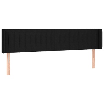 Tăblie de pat cu aripioare negru 183x16x78/88 cm textil - Img 2