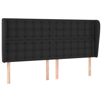 Tăblie de pat cu aripioare, negru, 183x23x118/128 cm, piele eco - Img 2