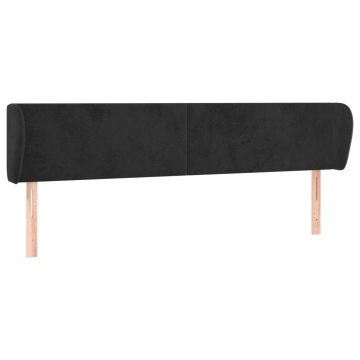 Tăblie de pat cu aripioare negru 183x23x78/88 cm catifea - Img 2
