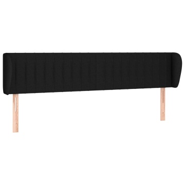Tăblie de pat cu aripioare negru 183x23x78/88 cm textil - Img 2