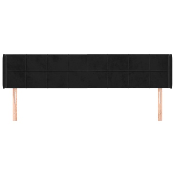 Tăblie de pat cu aripioare negru 203x16x78/88 cm catifea - Img 3