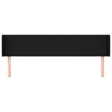 Tăblie de pat cu aripioare negru 203x16x78/88 cm textil - Img 3