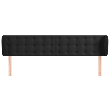 Tăblie de pat cu aripioare negru 203x23x78/88 cm catifea - Img 3