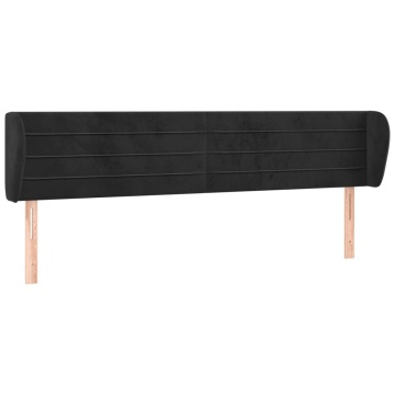 Tăblie de pat cu aripioare negru 203x23x78/88 cm catifea - Img 2