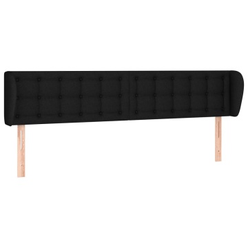 Tăblie de pat cu aripioare negru 203x23x78/88 cm textil - Img 2