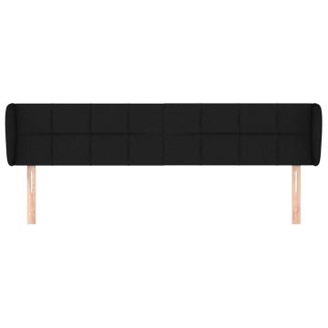 Tăblie de pat cu aripioare negru 203x23x78/88 cm textil - Img 3