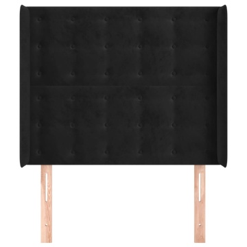 Tăblie de pat cu aripioare, negru, 83x16x118/128 cm, catifea - Img 3