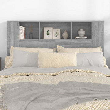 Tăblie de pat cu dulap, gri sonoma, 140x18,5x104,5 cm - Img 7