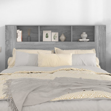 Tăblie de pat cu dulap, gri sonoma, 160x18,5x104,5 cm - Img 3