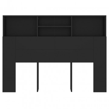 Tăblie de pat cu dulap, negru, 140x19x103,5 cm - Img 8