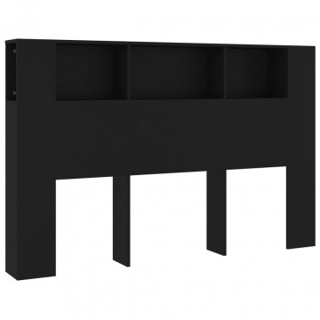 Tăblie de pat cu dulap, negru, 160x18,5x104,5 cm - Img 2