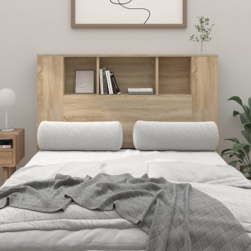 Tăblie de pat cu dulap, stejar sonoma, 120x18,5x104,5 cm - Img 1