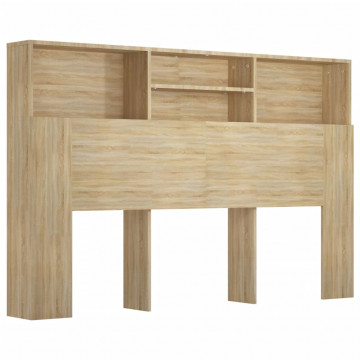 Tăblie de pat cu dulap, stejar sonoma, 160x19x103,5 cm - Img 2