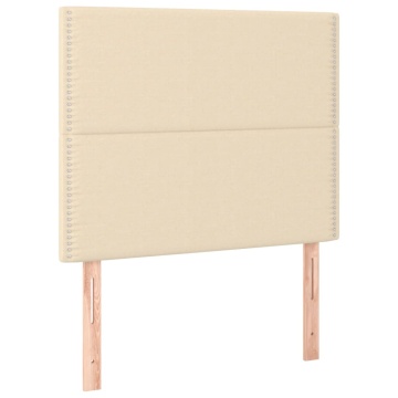 Tăblie de pat cu LED, crem, 100x5x118/128 cm, textil - Img 4