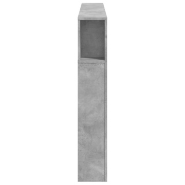 Tăblie de pat cu LED, gri beton, 160x18,5x103,5 cm, lemn - Img 6