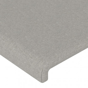 Tăblie de pat cu LED, gri deschis, 100x5x118/128 cm, textil - Img 6