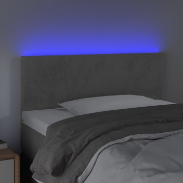 Tăblie de pat cu LED, gri deschis, 100x5x78/88 cm, catifea - Img 3