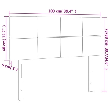 Tăblie de pat cu LED, gri deschis, 100x5x78/88 cm, textil - Img 5