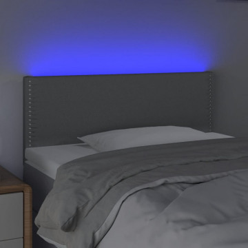 Tăblie de pat cu LED, gri deschis, 100x5x78/88 cm, textil - Img 3