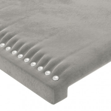 Tăblie de pat cu LED, gri deschis, 103x16x118/128 cm, catifea - Img 6