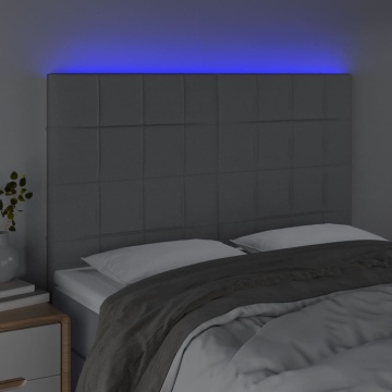 Tăblie de pat cu LED, gri deschis, 144x5x118/128 cm, textil - Img 3