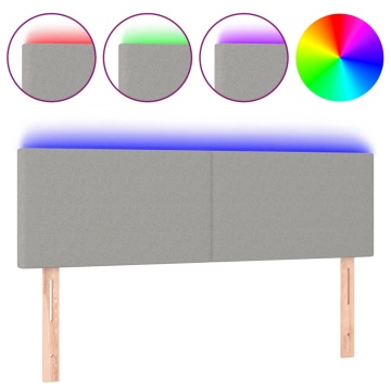 Tăblie de pat cu LED, gri deschis, 144x5x78/88 cm, textil - Img 2