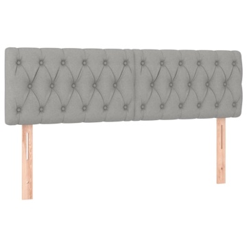 Tăblie de pat cu LED, gri deschis, 144x7x78/88 cm, textil - Img 4