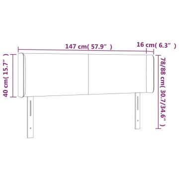 Tăblie de pat cu LED, gri deschis, 147x16x78/88 cm, textil - Img 5