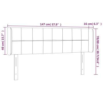 Tăblie de pat cu LED, gri deschis, 147x16x78/88 cm, textil - Img 5